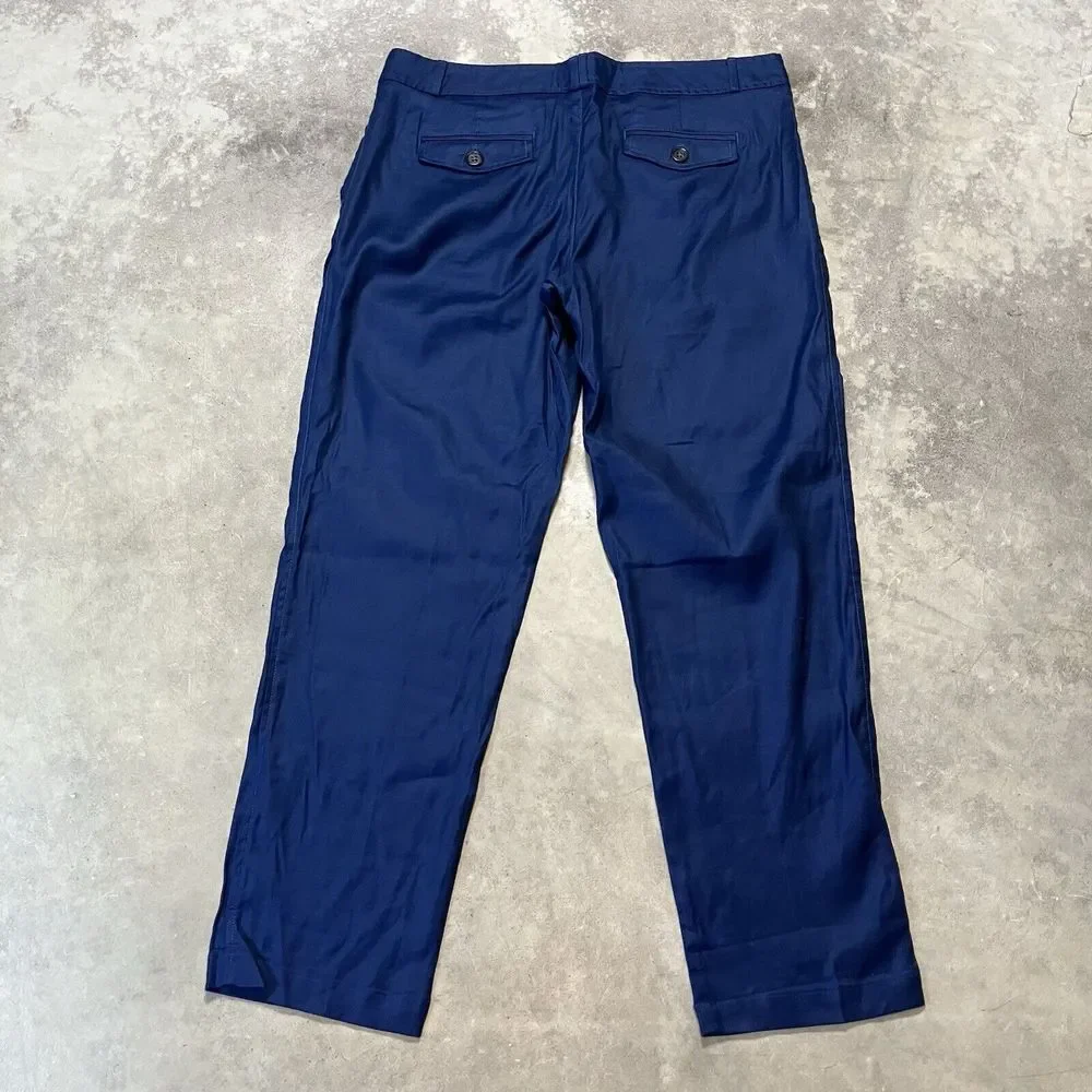 Banana Republic Heritage Pants‎ Womens 10 Basic Blue Linen Blend Single Pleated